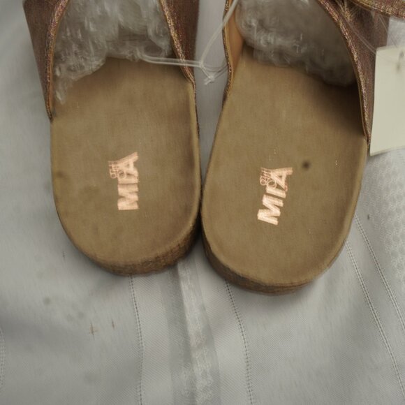 Mia Women’s Glitter Slide Sandals Rose Gold Double Buckle Comfort Footbed Size 8 - Picture 9 of 9